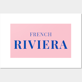 French Riviera Simple Blue Text Design Posters and Art